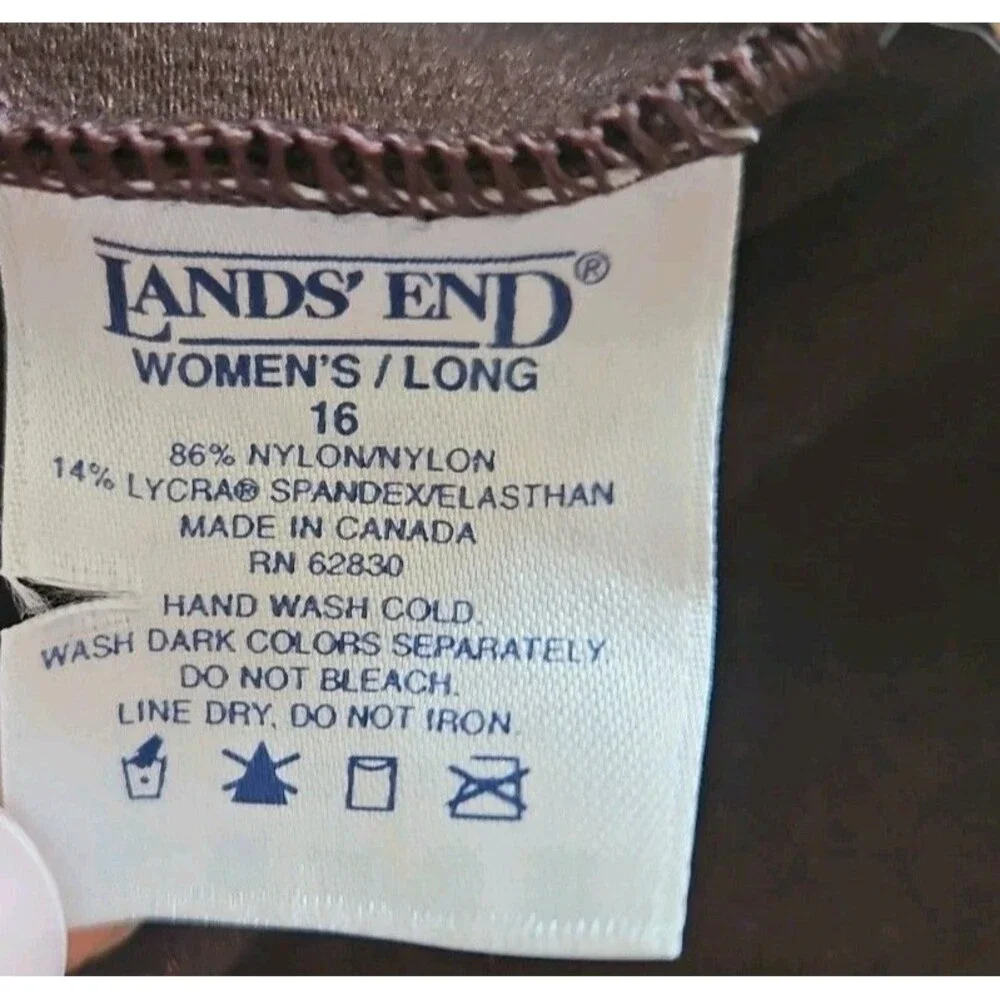 Land's End Brown Ribbed Tankini Swimsuit Bathing Suit SZ 16 Long NWT